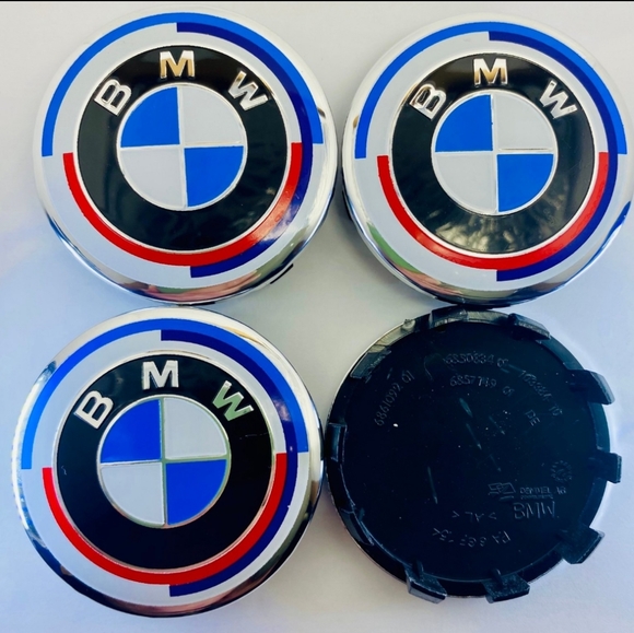 4 new 50th anniversary BMW tire rim Center Caps - Picture 3 of 4